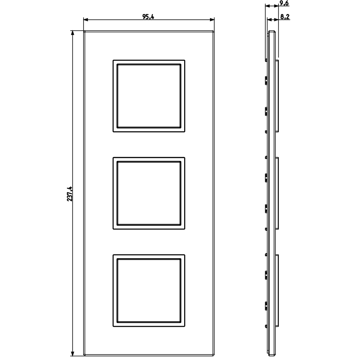 Vimar Eikon EVO 6-Module Cover Plate, 2+2+2 Layout, 71mm Centers — Quality Boat Parts
