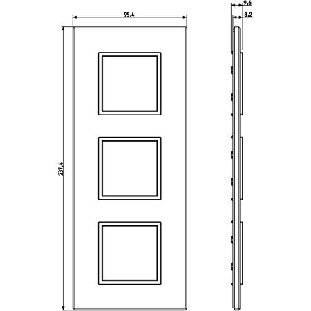 Vimar Eikon EVO 6-Module Cover Plate, 2+2+2 Layout, 71mm Centers — Quality Boat Parts