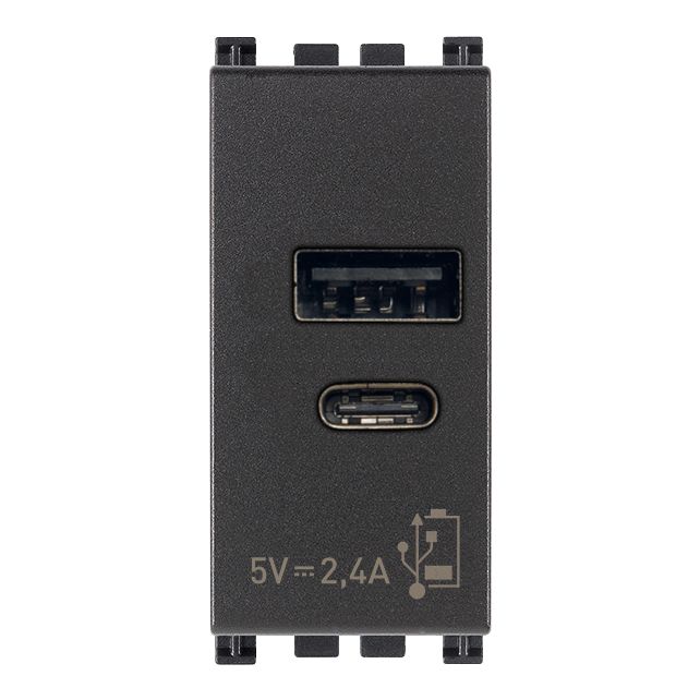 Vimar Arké USB Charging Outlet, 120-240V AC, 1 Module — Quality Boat Parts