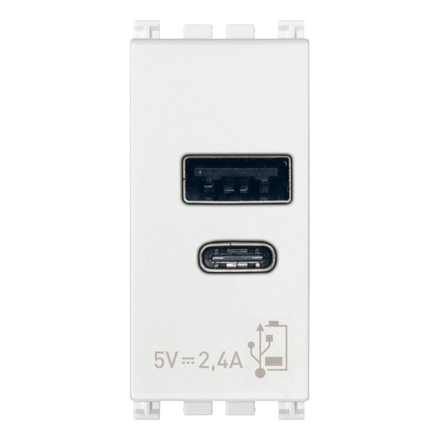 Vimar Arké USB Charging Outlet, 120-240V AC, 1 Module — Quality Boat Parts