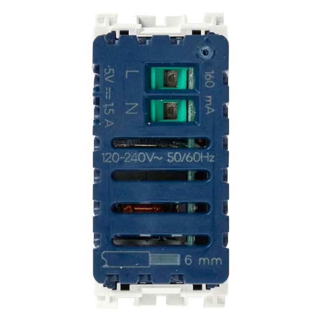 Vimar Arké USB Charging Outlet, 120-240V AC, 1 Module — Quality Boat Parts
