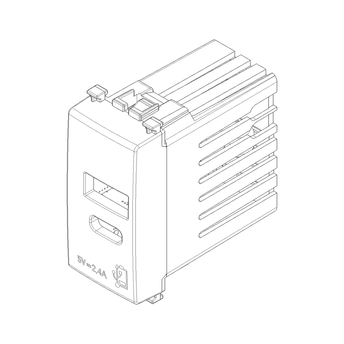 Vimar Arké USB Charging Outlet, 120-240V AC, 1 Module — Quality Boat Parts