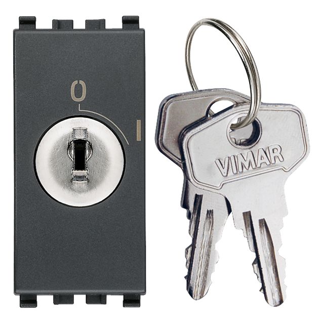 Vimar Eikon 20082 2-Pole Key-Operated 1-Way Switch, 16AX 250V, Key Removable Only in OFF, IP40, Screw Terminals — Quality Boat Parts