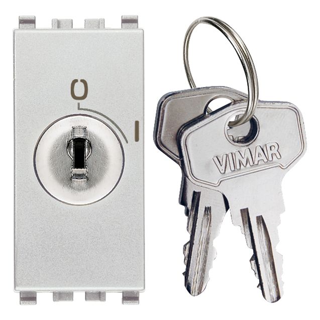 Vimar Eikon 20082 2-Pole Key-Operated 1-Way Switch, 16AX 250V, Key Removable Only in OFF, IP40, Screw Terminals — Quality Boat Parts