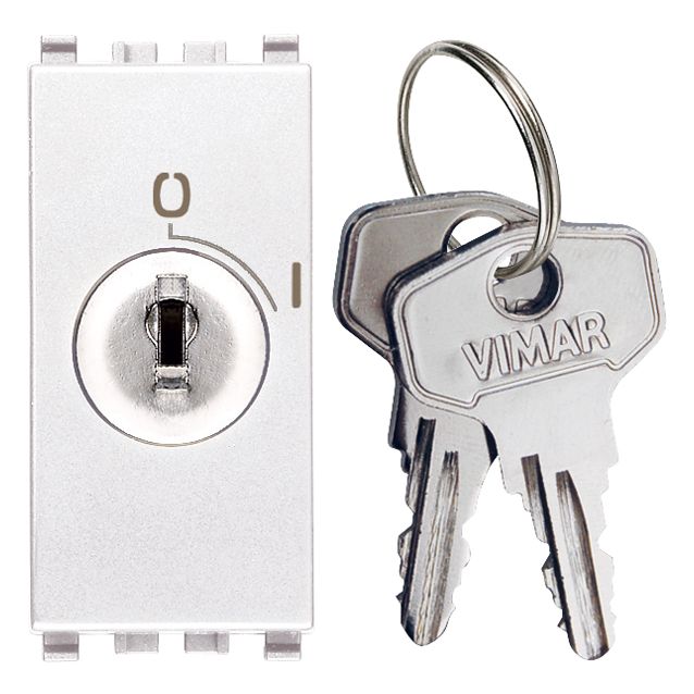 Vimar Eikon 20082 2-Pole Key-Operated 1-Way Switch, 16AX 250V, Key Removable Only in OFF, IP40, Screw Terminals — Quality Boat Parts