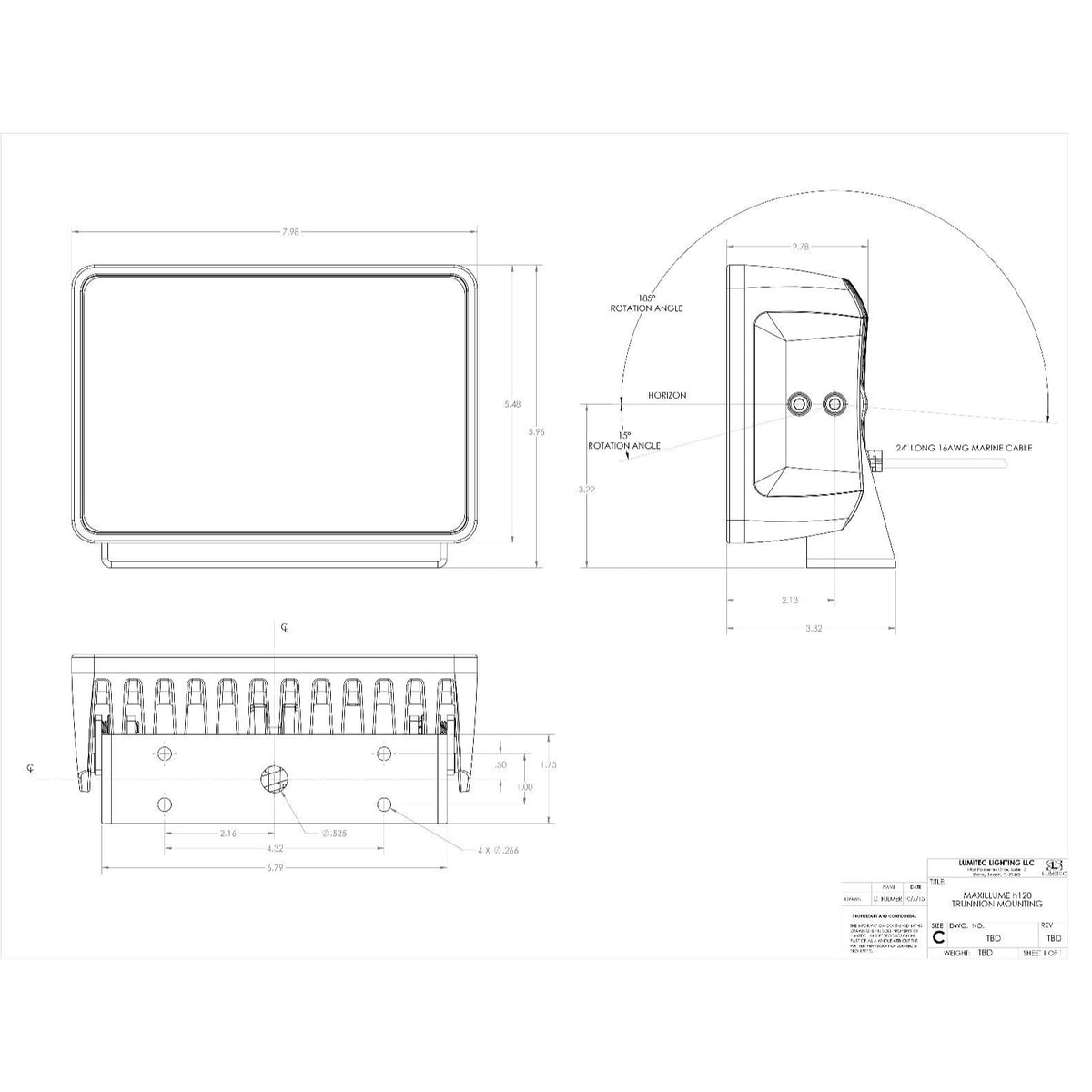 Lumitec Maxillume h120 LED Flood Light, 10-30VDC, IP67, 12,000 lm, White Dimming — Quality Boat Parts