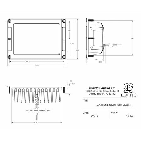 Lumitec Maxillume h120 LED Flood Light, 10-30VDC, IP67, 12,000 lm, White Dimming — Quality Boat Parts