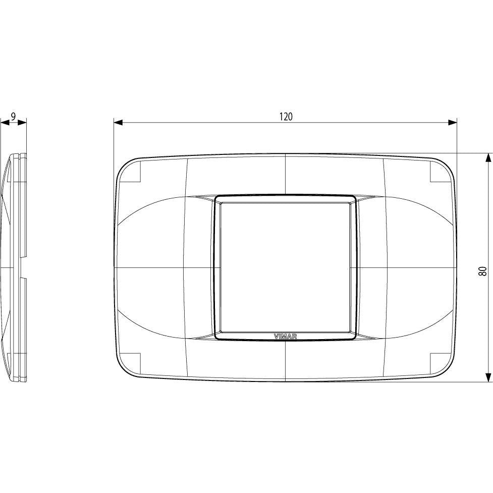 Vimar Eikon Round Cover Plate, 2-Central-Module, 120 x 80 mm — Quality Boat Parts