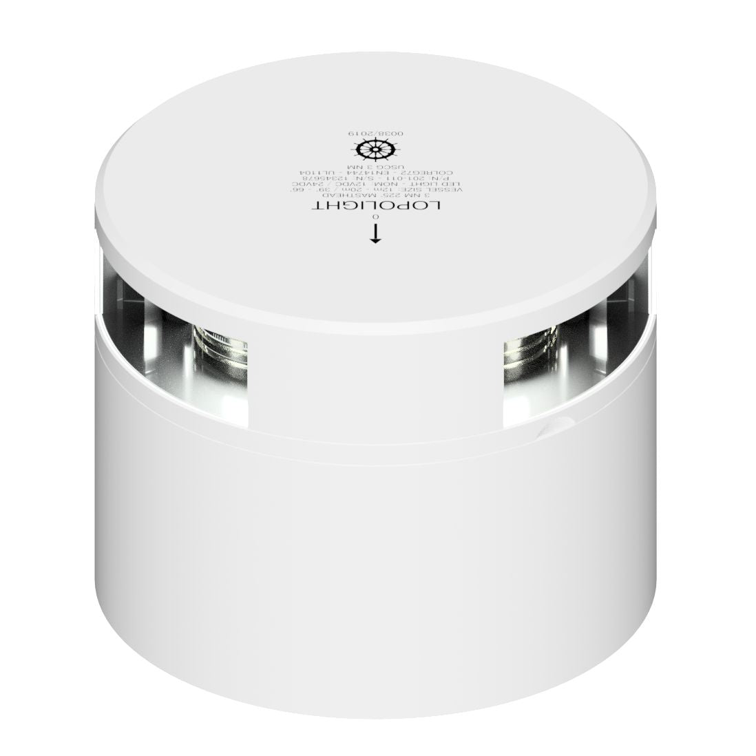 Lopolight Series 201-011 Masthead Navigation Light, 225°, 3NM, White Light, 10-32VDC, IP68, Horizontal Mount — Quality Boat Parts