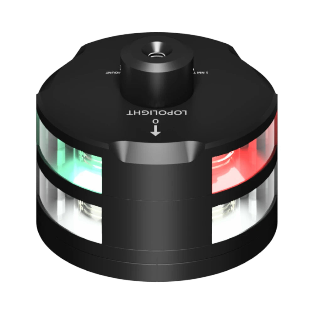 Lopolight Tri-Color/Anchor Navigation Light, Illuminated Windex Mount, 1NM, 10-32VDC, IP68, FB Flat Base — Quality Boat Parts