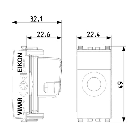Vimar Eikon TV-RD-SAT Coaxial Socket Outlet, 5-2400 MHz, Male Connector — Quality Boat Parts