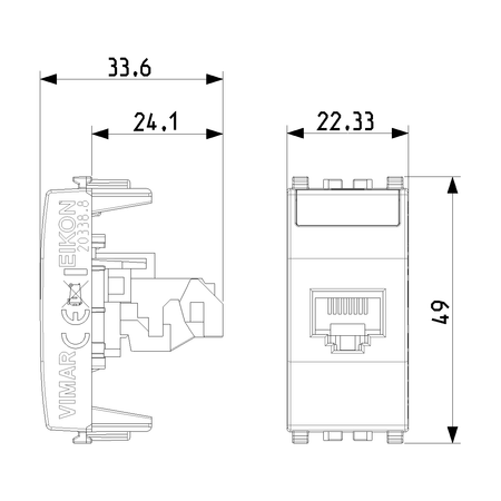 Vimar EIKON RJ45 Cat5e UTP Socket Outlet, T568A/B Universal Wiring, 8-Contact — Quality Boat Parts