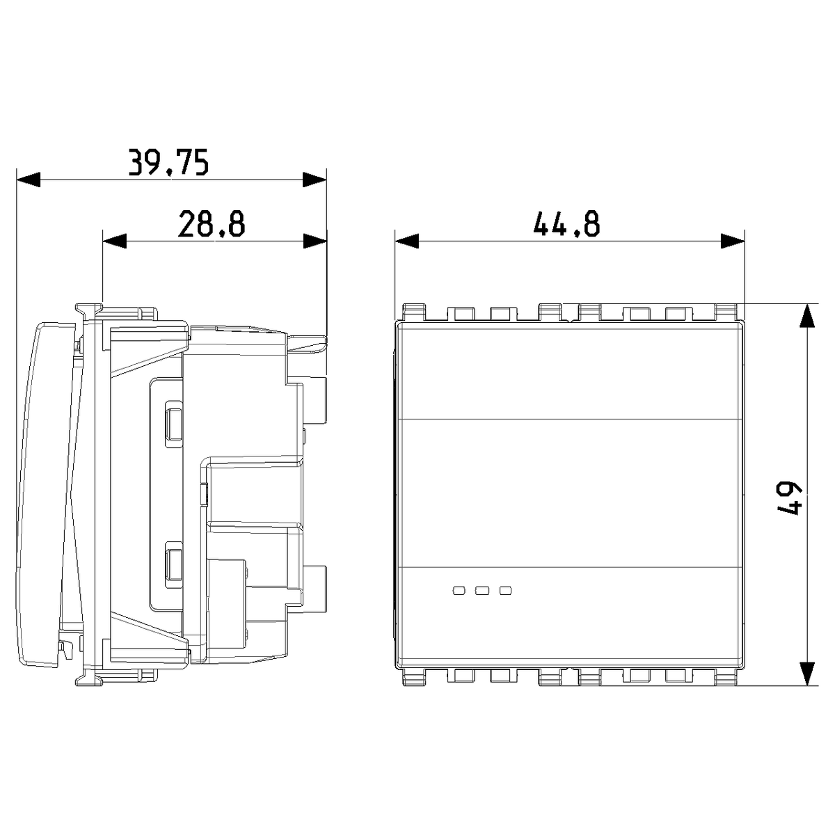 Vimar Eikon 1-Way Switch, 10AX 250V, Screwless Terminals, Replaceable Lightable Button — Quality Boat Parts