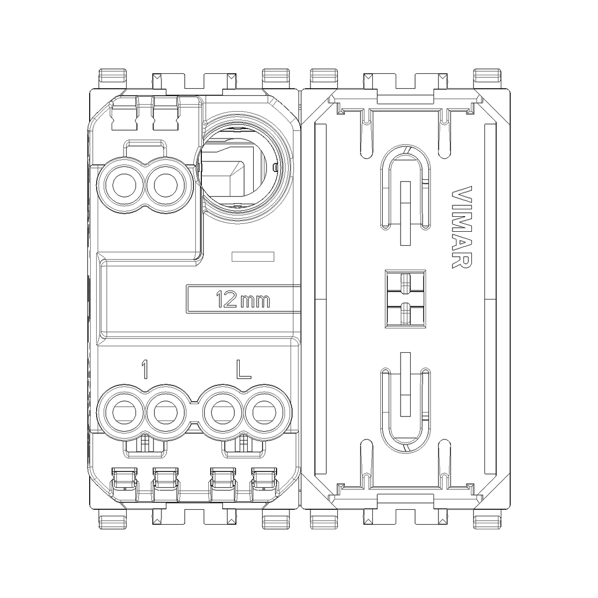 Vimar Eikon 1-Way Switch, 10AX 250V, Screwless Terminals, Replaceable Lightable Button — Quality Boat Parts