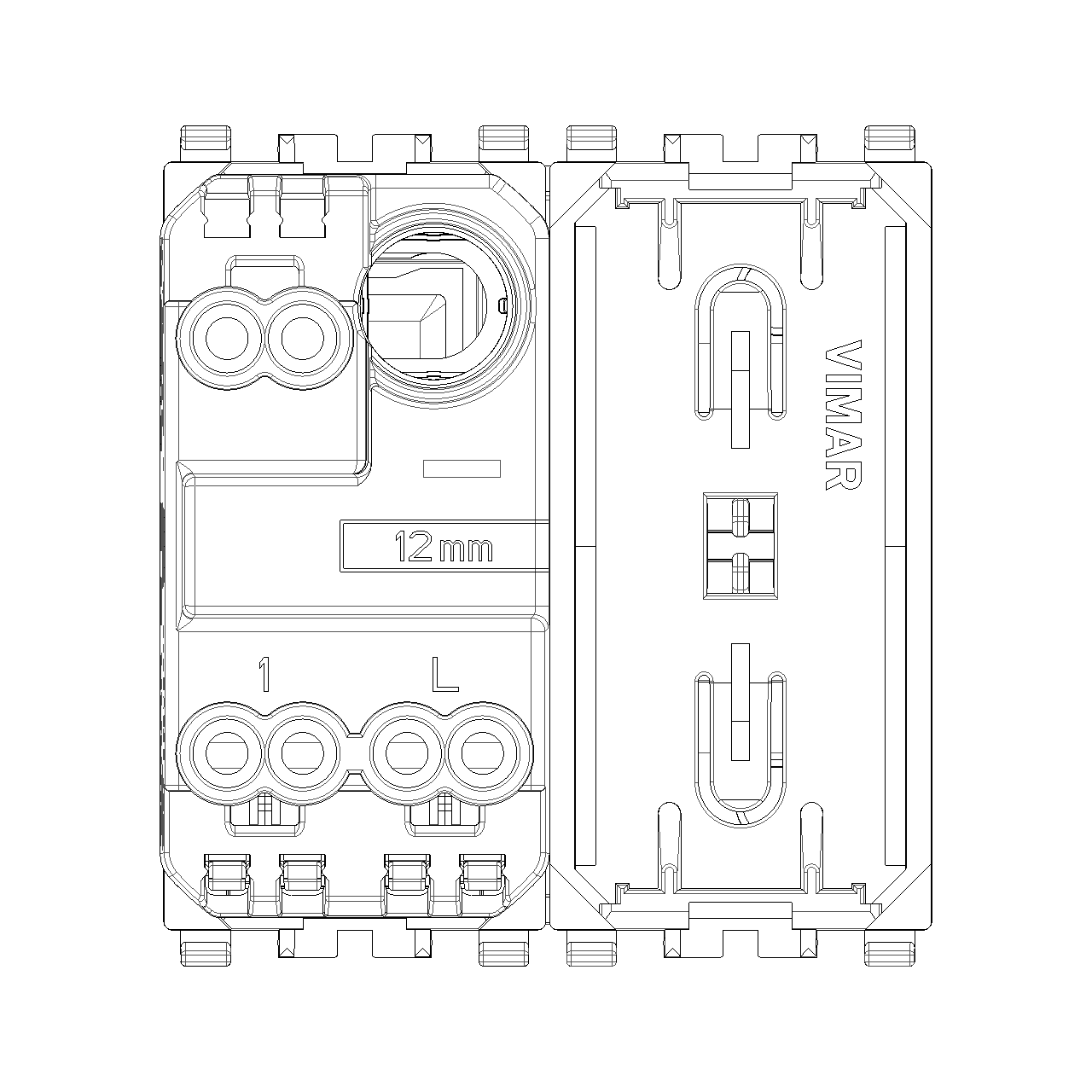 Vimar Eikon 1-Way Switch, 10AX 250V, Screwless Terminals, Replaceable Lightable Button — Quality Boat Parts
