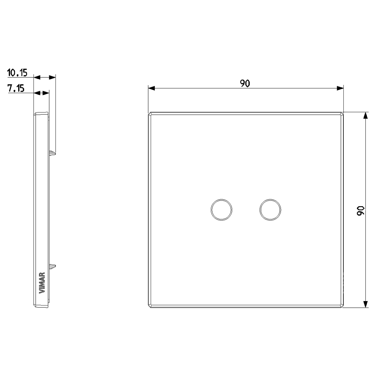 Vimar Eikon Cover Plate, Metal, Horizontal/Vertical Mount — Quality Boat Parts