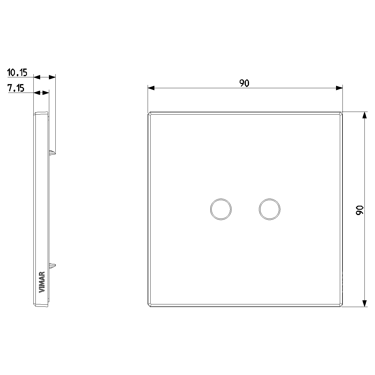 Vimar Eikon Cover Plate, Metal, Horizontal/Vertical Mount — Quality Boat Parts