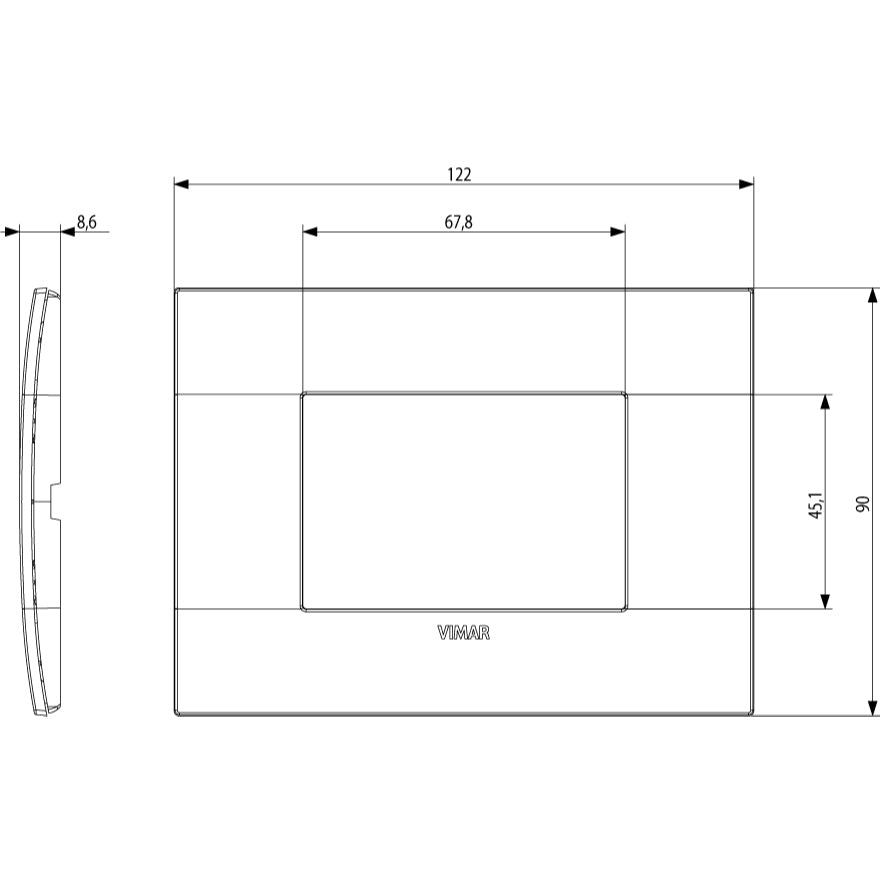 Vimar Arké 19653 Classic 3-Module Cover Plate, 122 x 90 mm, IP00 — Quality Boat Parts