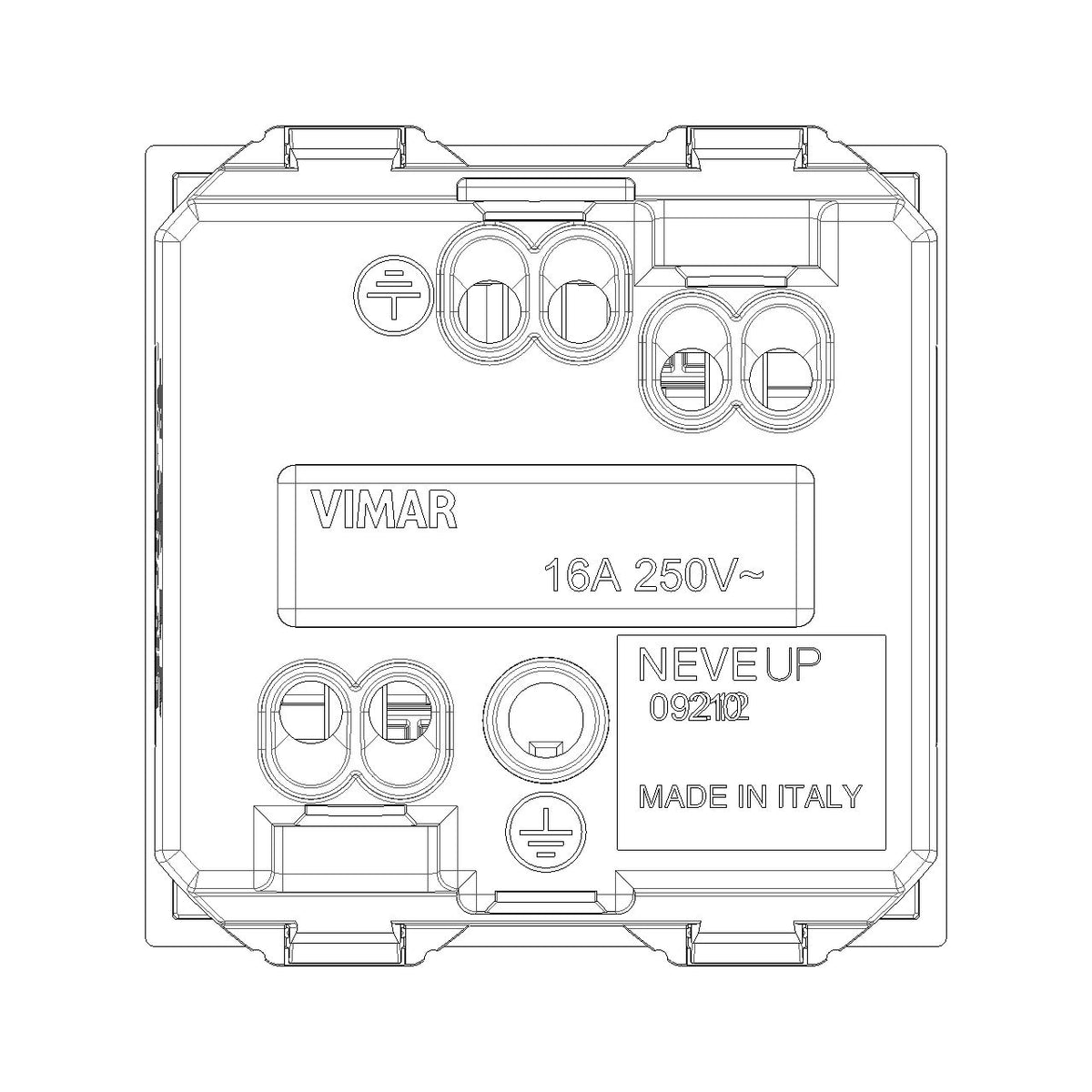 Vimar Neve Up 2P+E 16A Universal SICURY Socket Outlet, 250V, 2-Module — Quality Boat Parts