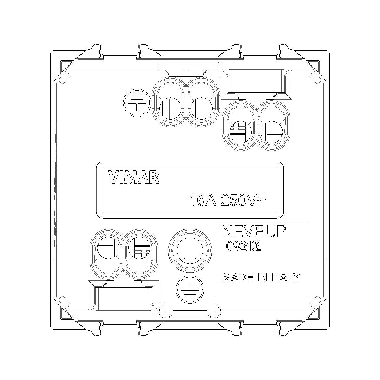 Vimar Neve Up 2P+E 16A Universal SICURY Socket Outlet, 250V, 2-Module — Quality Boat Parts