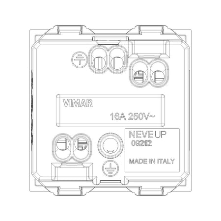 Vimar Neve Up 2P+E 16A Universal SICURY Socket Outlet, 250V, 2-Module — Quality Boat Parts