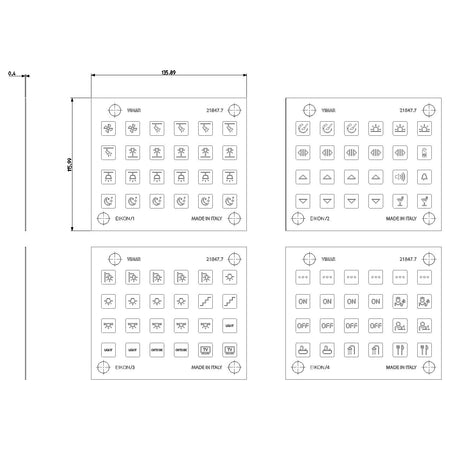 Vimar EIKON Symbol Sticker Sheets, For Eikon Tactil Controls — Quality Boat Parts