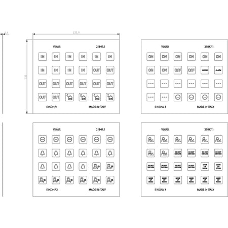 Vimar EIKON Symbol Sticker Sheets, For Eikon Tactil Controls — Quality Boat Parts