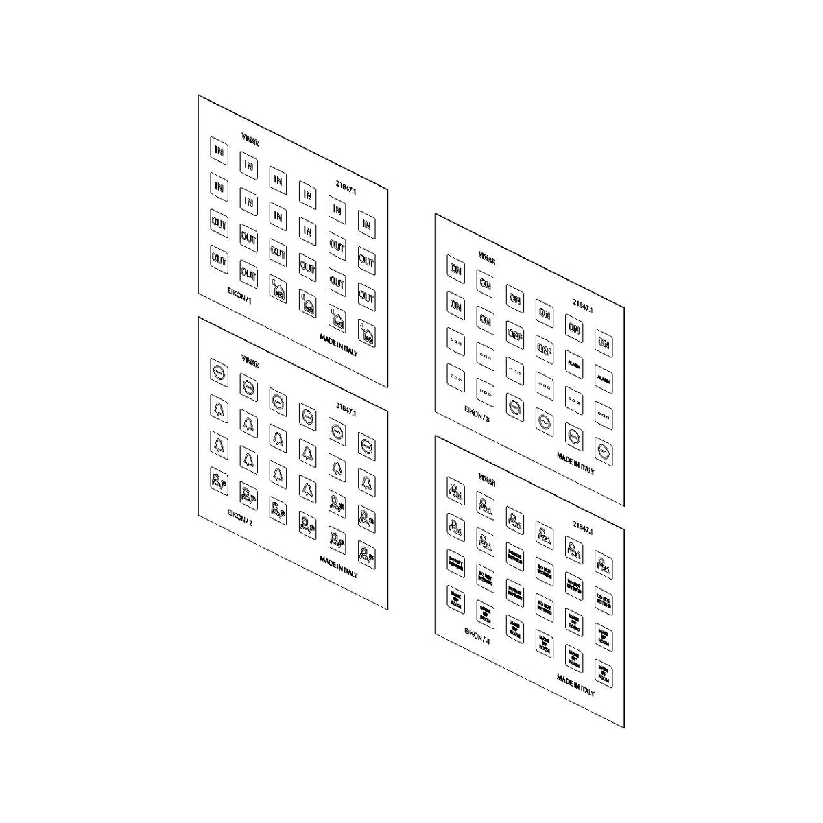 Vimar EIKON Symbol Sticker Sheets, For Eikon Tactil Controls — Quality Boat Parts