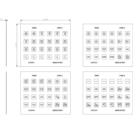 Vimar EIKON Symbol Sticker Sheets, For Eikon Tactil Controls — Quality Boat Parts