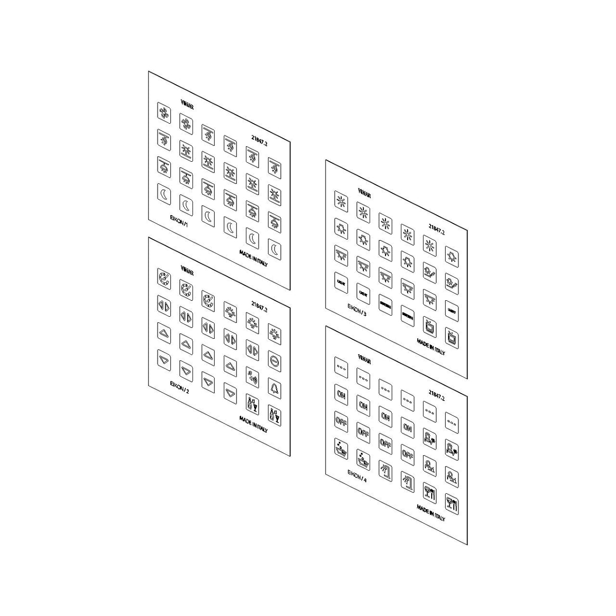 Vimar EIKON Symbol Sticker Sheets, For Eikon Tactil Controls — Quality Boat Parts