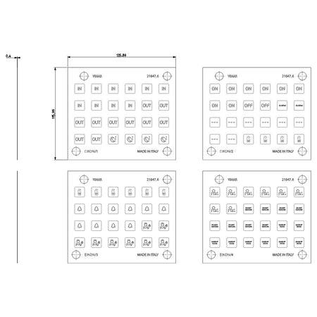 Vimar EIKON Symbol Sticker Sheets, For Eikon Tactil Controls — Quality Boat Parts