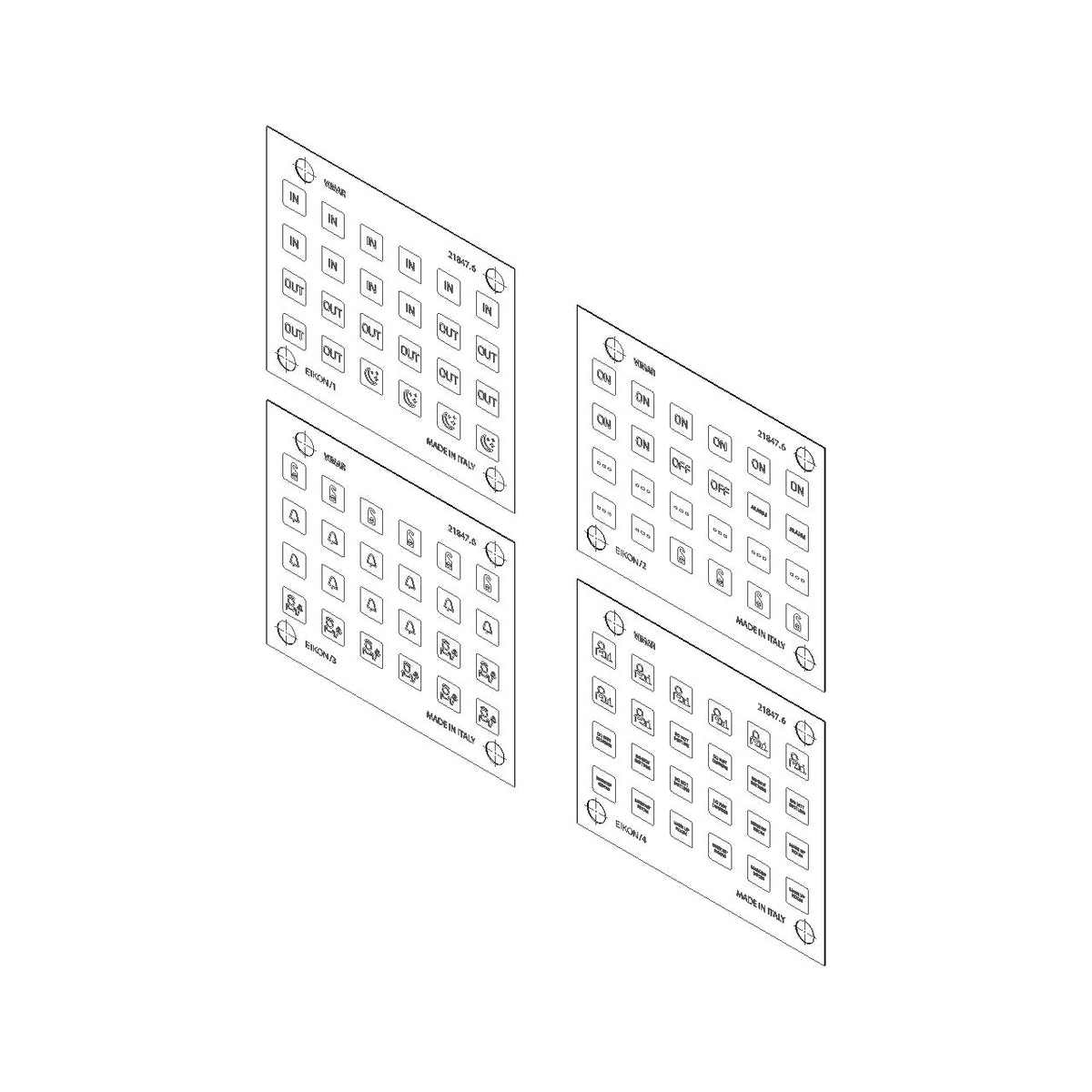 Vimar EIKON Symbol Sticker Sheets, For Eikon Tactil Controls — Quality Boat Parts