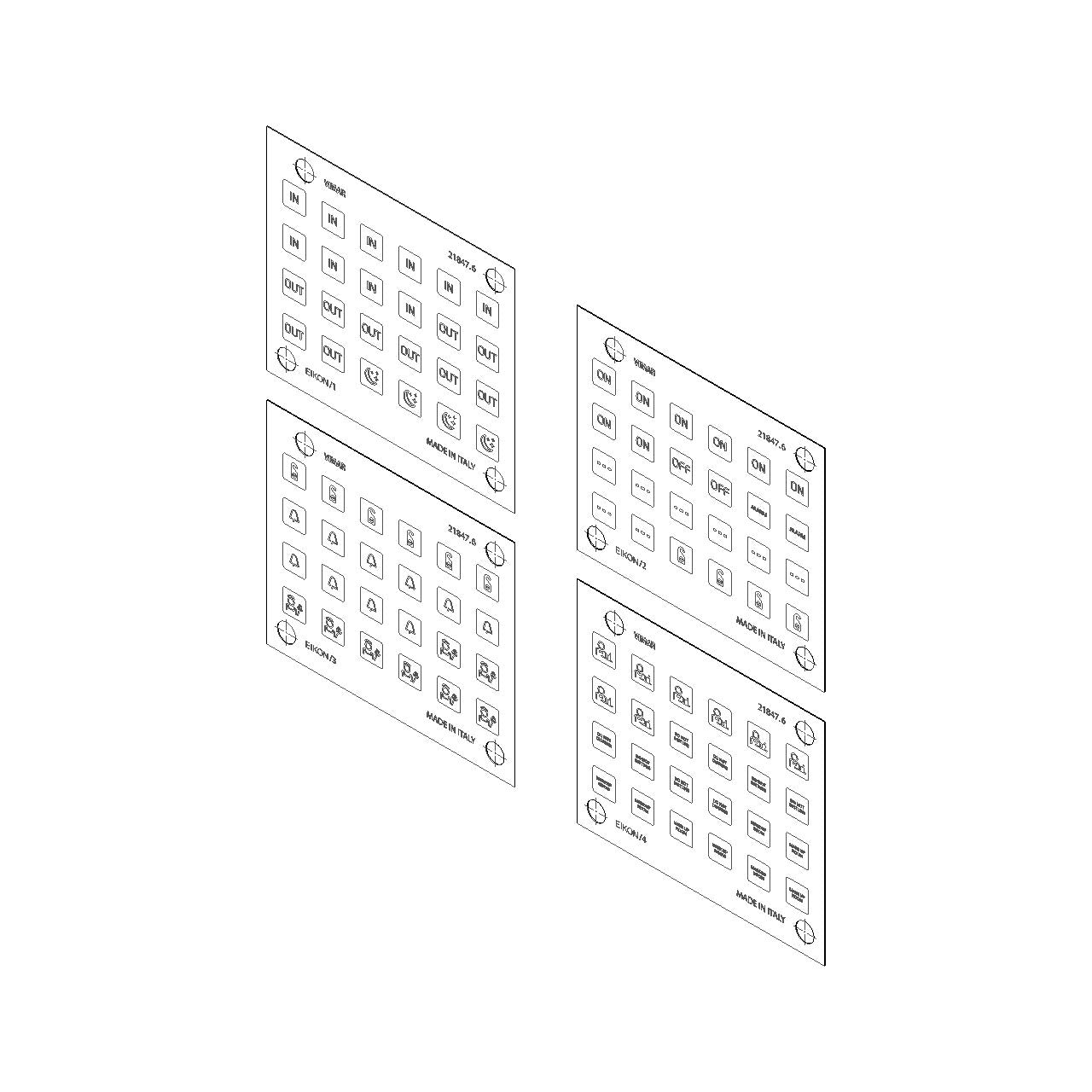 Vimar EIKON Symbol Sticker Sheets, For Eikon Tactil Controls — Quality Boat Parts