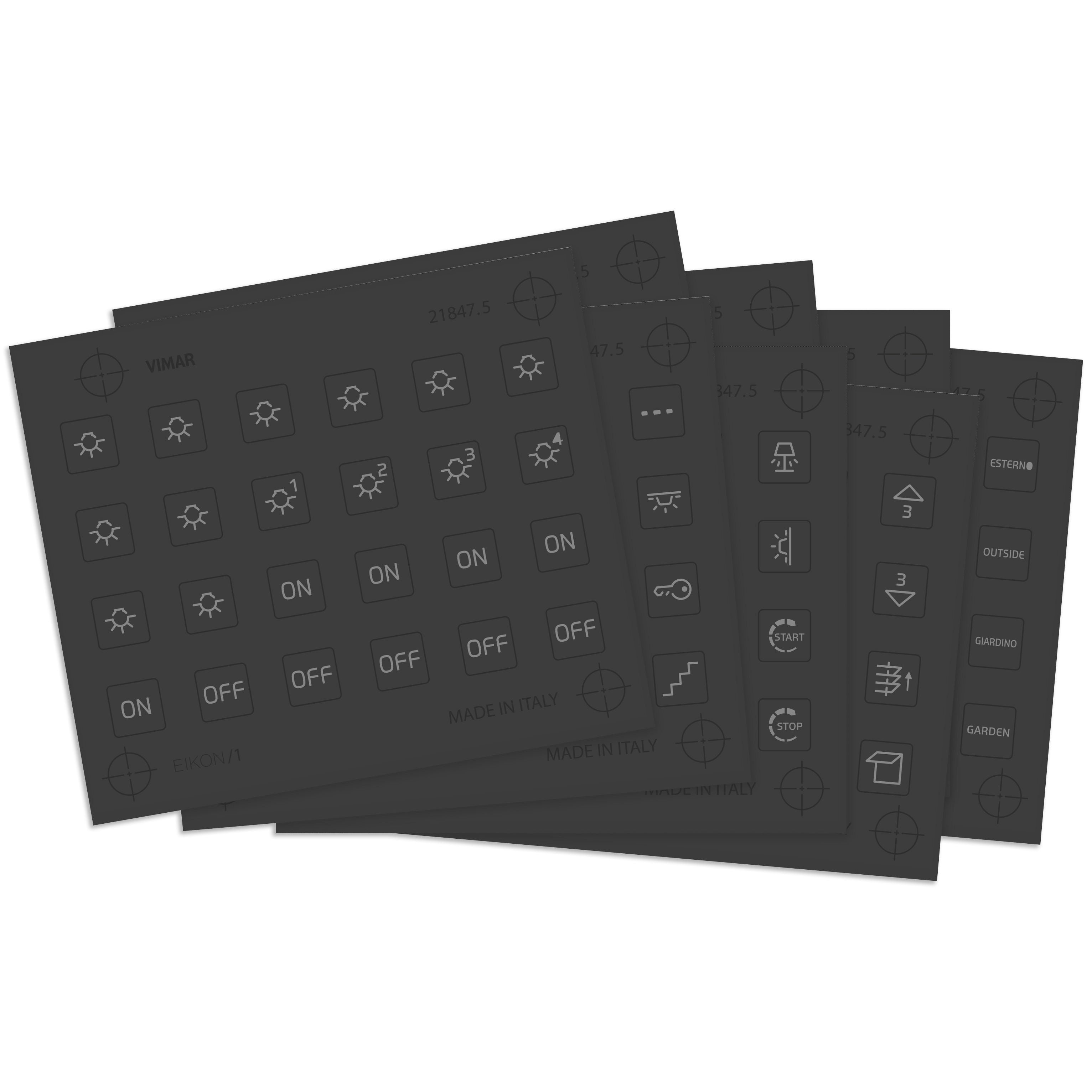 Vimar EIKON Symbol Sticker Sheets, For Eikon Tactil Controls — Quality Boat Parts