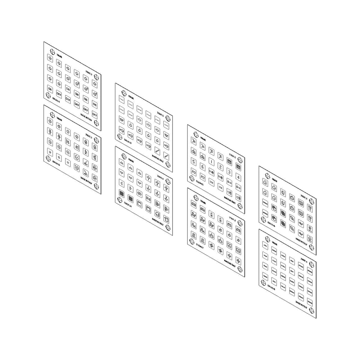 Vimar EIKON Symbol Sticker Sheets, For Eikon Tactil Controls — Quality Boat Parts