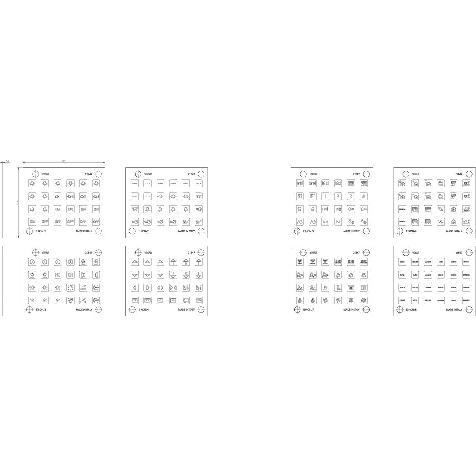 Vimar EIKON Symbol Sticker Sheets, For Eikon Tactil Controls — Quality Boat Parts