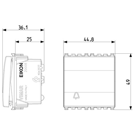 Vimar Eikon Push Button Switch, 1P NO, 10A, 250V, Illuminable, IP40 — Quality Boat Parts