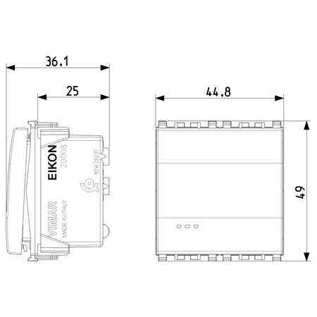 Vimar Eikon Push Button Switch, 1P NO, 10A, 250V, Illuminable, IP40 — Quality Boat Parts