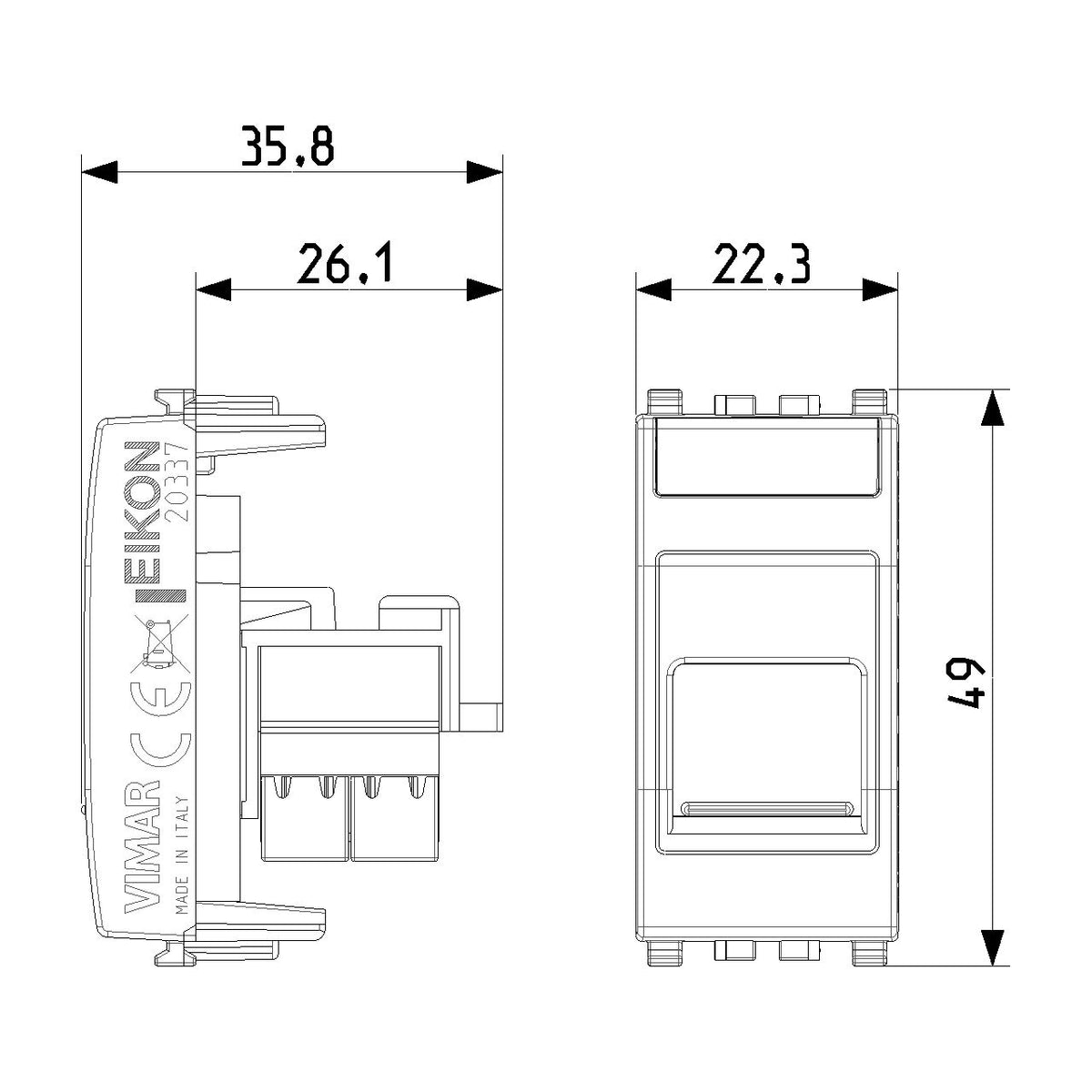 Vimar Netsafe RJ45 Module, For EIKON, Dust Cover — Quality Boat Parts