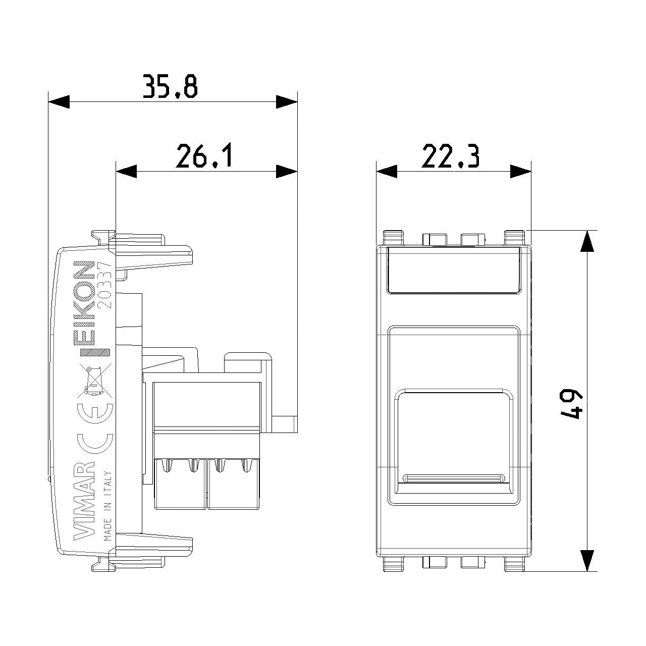 Vimar Netsafe RJ45 Module, For EIKON, Dust Cover — Quality Boat Parts