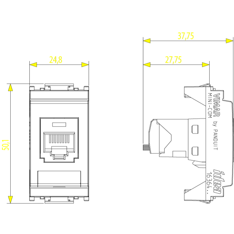 Vimar Netsafe RJ45 Cat5e Socket Outlet, Panduit MINI-COM, T568A/B — Quality Boat Parts