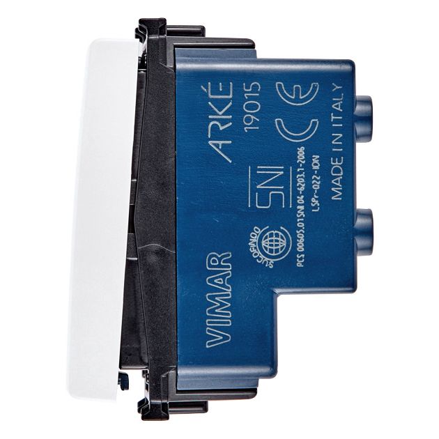 Vimar Arké 19015 2-Pole 1-Way Rocker Switch, 16AX, 250V~, IP40, Flush-Mount, Lightable, Replaceable Button — Quality Boat Parts