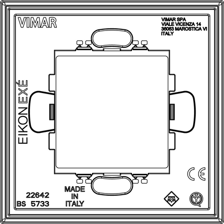 Vimar Eikon EXÉ 2-Module Cover Plate, 90x90 mm, Clamp Mount, IP00 — Quality Boat Parts