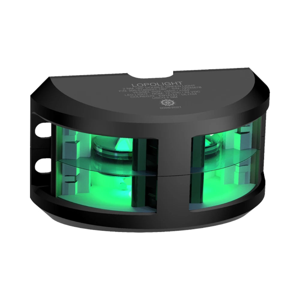 Lopolight 200-018 Series 180° Green Navigation Light, 2NM, Vertical Mount, 10-32VDC, IP68 — Quality Boat Parts