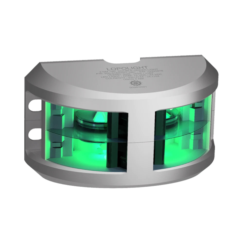Lopolight 200-018 Series 180° Green Navigation Light, 2NM, Vertical Mount, 10-32VDC, IP68 — Quality Boat Parts