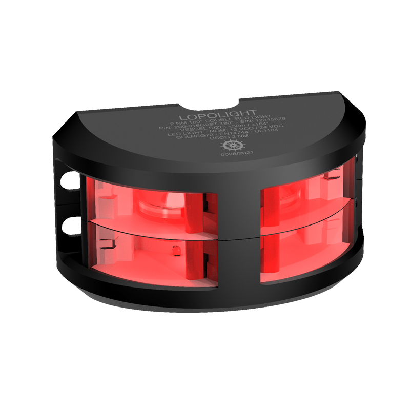 Lopolight 200-016 180° Red LED Navigation Light, 2NM, IP68, Vertical Mount — Quality Boat Parts
