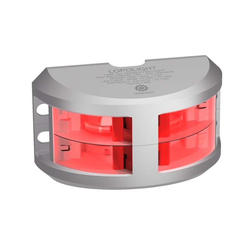 Lopolight 200-016 180° Red LED Navigation Light, 2NM, IP68, Vertical Mount — Quality Boat Parts