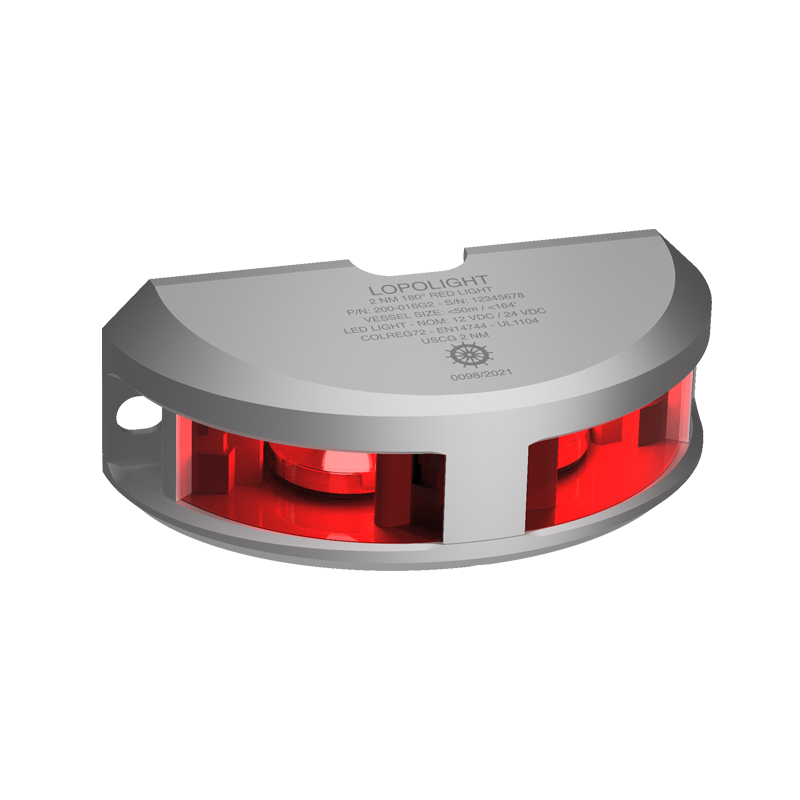 Lopolight 200-016 180° Red LED Navigation Light, 2NM, IP68, Vertical Mount — Quality Boat Parts