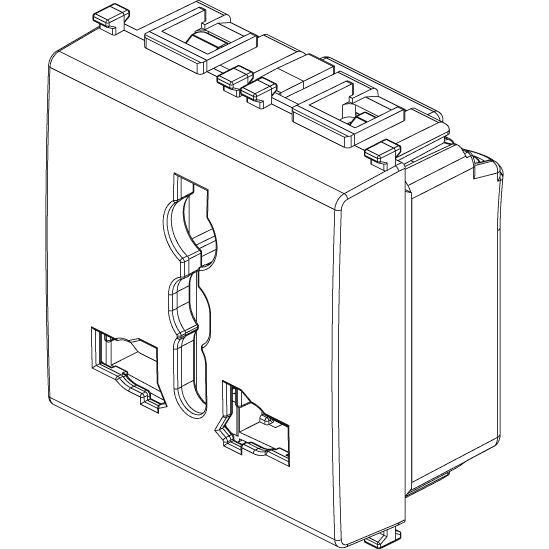 Vimar Plana SICURY Multi-Standard Socket Outlet, 2P+E, 13A, 250V, IP20, Flush Mount — Quality Boat Parts