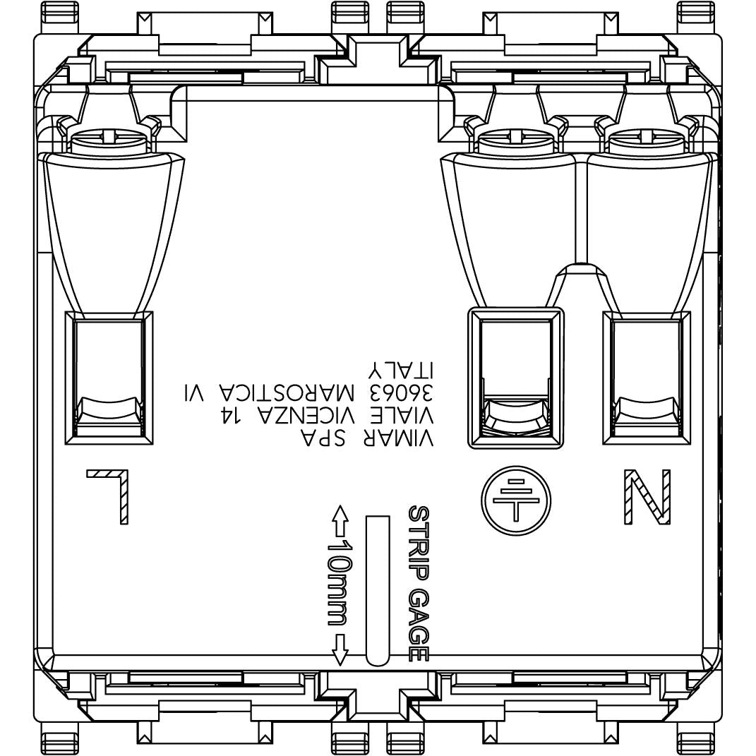 Vimar Plana SICURY Multi-Standard Socket Outlet, 2P+E, 13A, 250V, IP20, Flush Mount — Quality Boat Parts